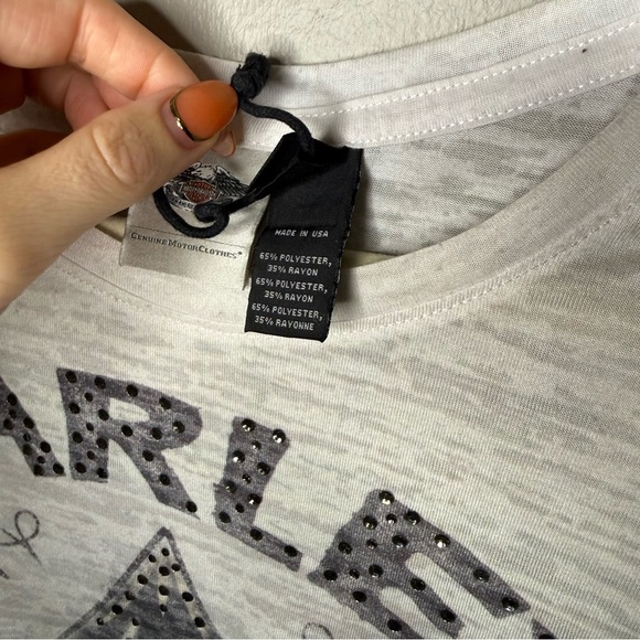 Harley-Davidson White and Black jeweled Spade T-Shirt - Picture 4 of 6